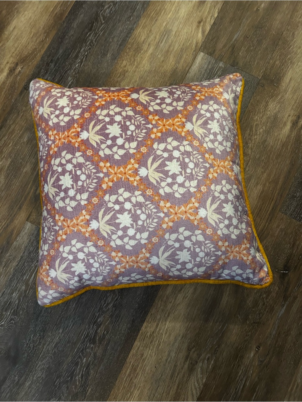 Anthropologie Decorative Lavender and Orange Floral Throw Pillow